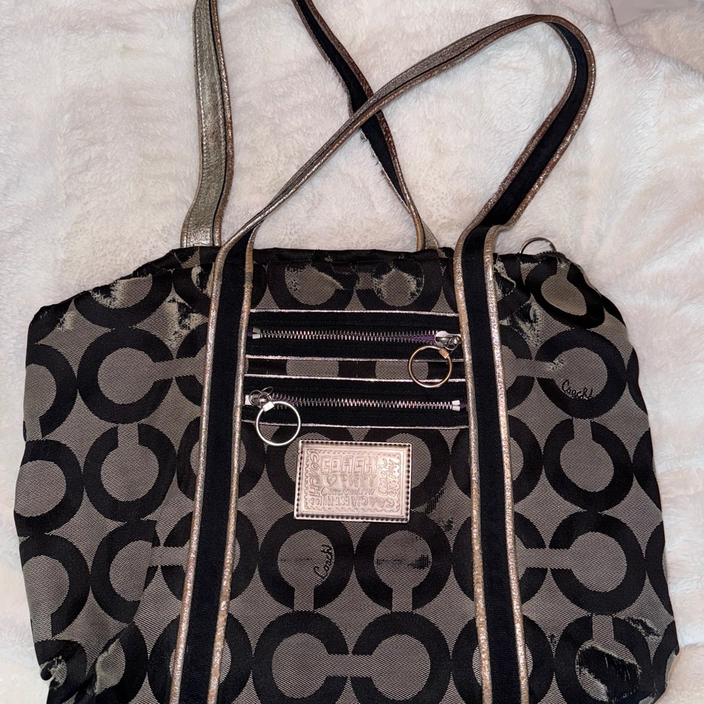 Coach Black and Gray Shoulder Bag